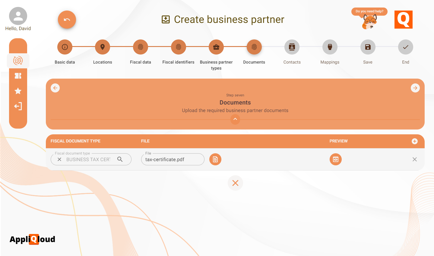 Business partner fiscal document